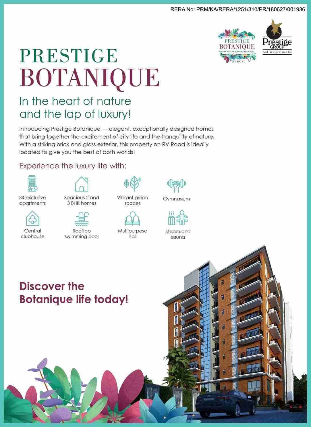 Live in the heart of nature and the lap of luxury at Prestige Botanique in Bangalore Update